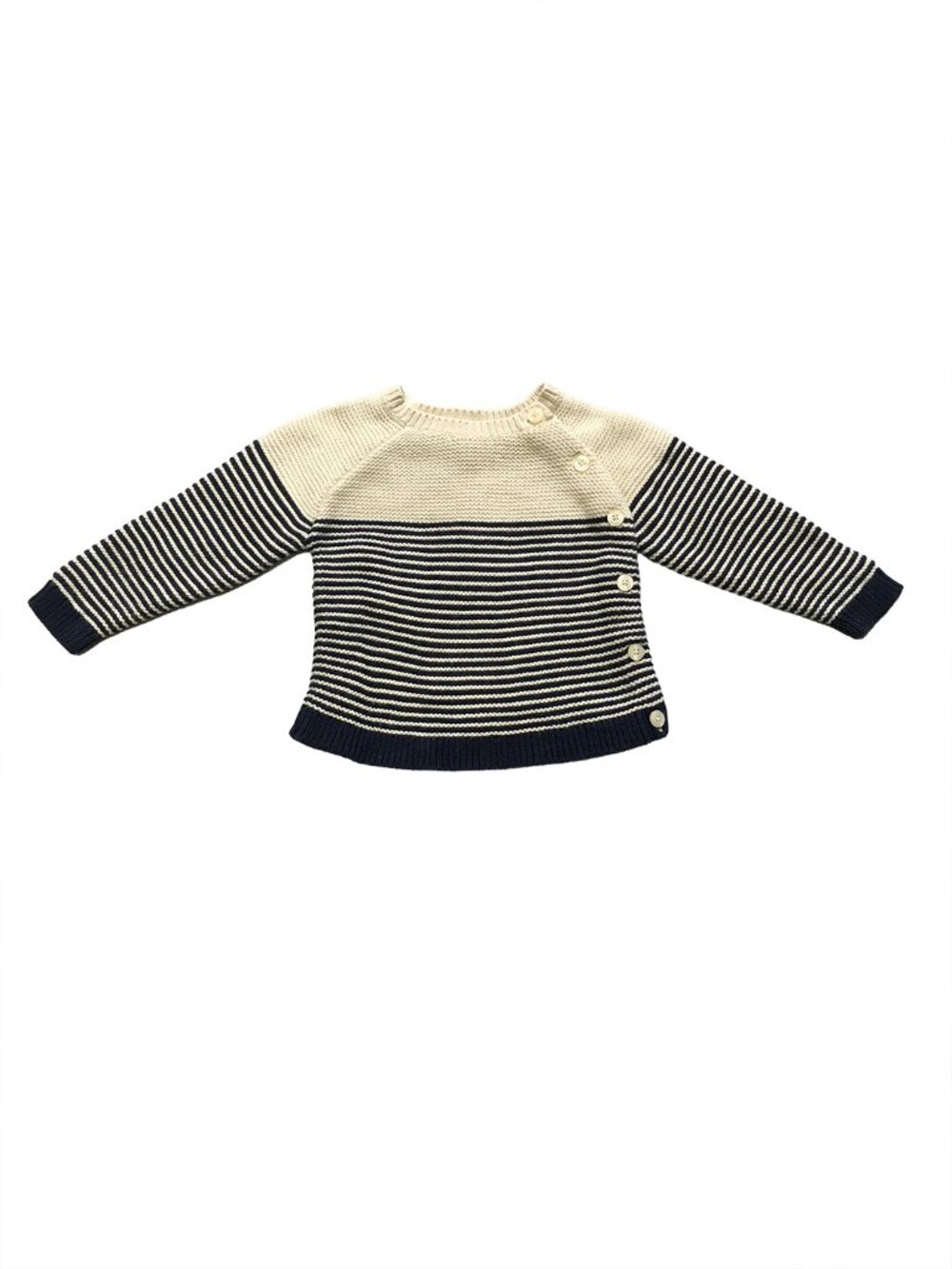 Gap Baby Sweater White & Navy Striped Size 12-18 Months